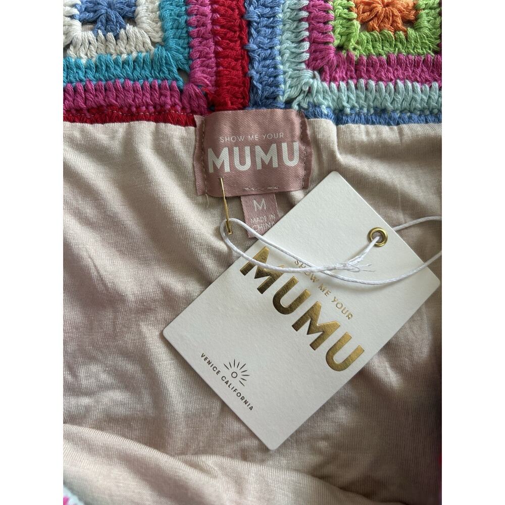 Show Me Your Mumu Crochet Granny Square Mini Skirt Womens Size Medium NWT - Picture 3 of 7